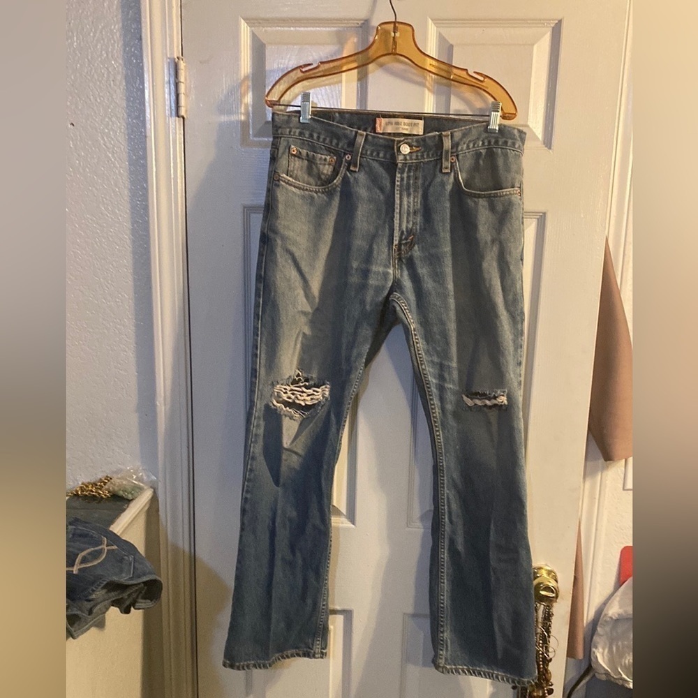 Levi's 527 Distressed Low Rise Bootcut Jeans 34x30